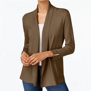 JM Collection Petite Ruched Sleeve Cropped Cardigan